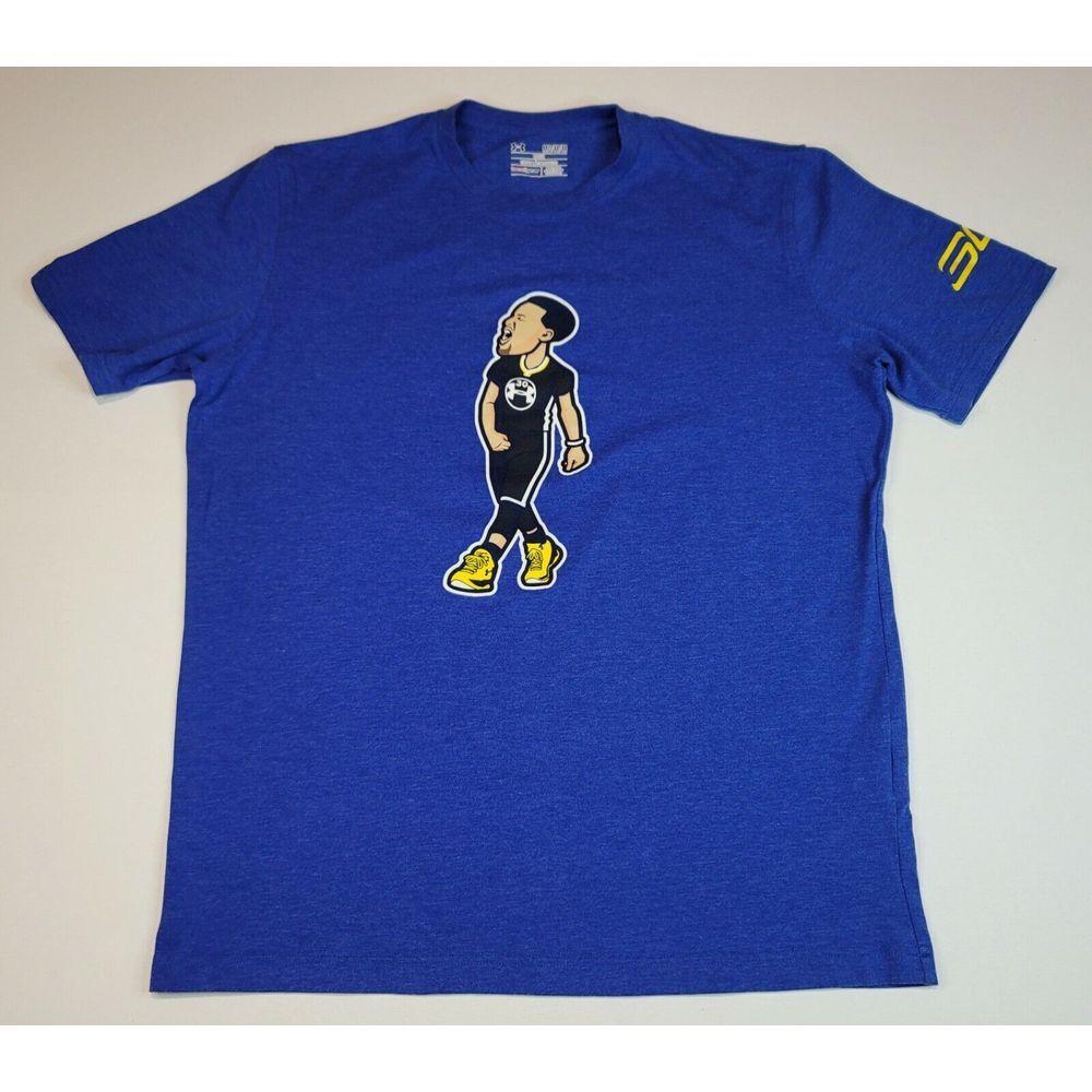 Under Armour Steph Curry T-Shirt Mens Medium. Blue‎ Heat Gear Loose Fit Tee.